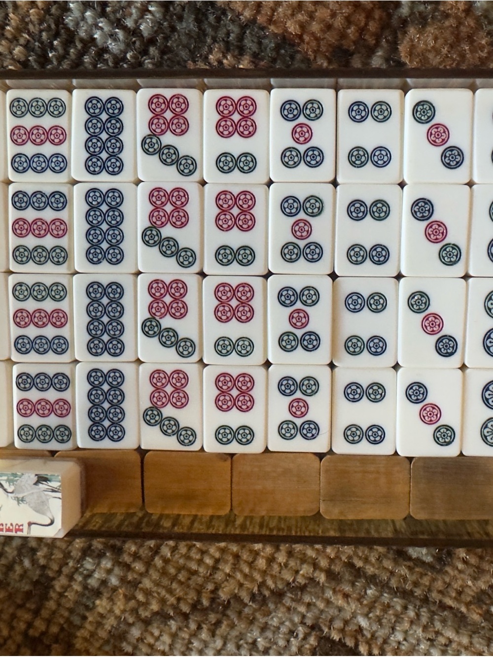 Vintage Bamboo Mahjong Tile Set - Compact Home Games - Picture 3 of 8